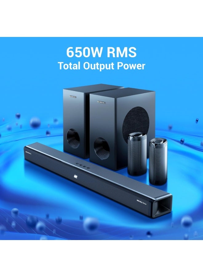 ZEBRONICS Juke BAR 9775, Dolby Soundbar, 650 Watts, 5.2.2 Surround, Dolby Atmos, Dual Wireless Subwoofer & Rear Satellites, 5 Driver Soundbar, BTv5.3| HDMI (eARC) | Optical | USB | AUX - Image 5